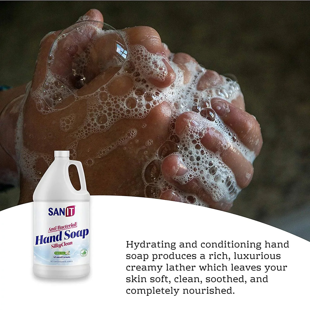 Coconut USA, Advanced - Liquid Wash Hand Silky - Natural Moisturizing Soap Made Aloe Antibacterial - 1 All Vera Refill Clean Tea, in Oil Gel with and White Hand Formula Sanit Gallon