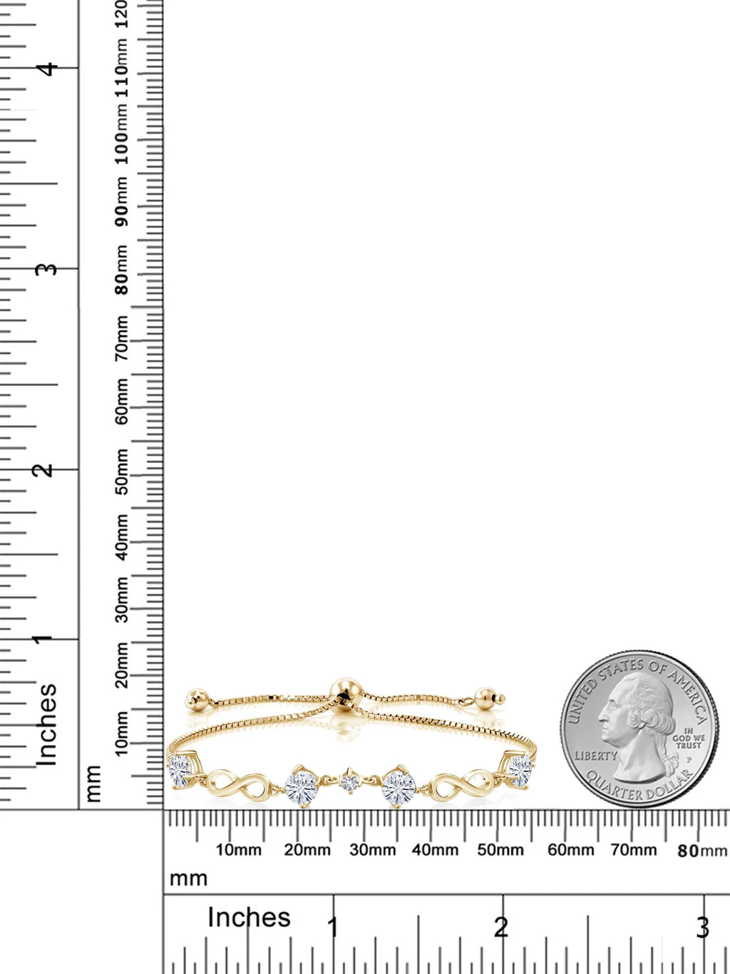 Yellow Stone Women White (2.05 For Gem Cttw) Set Created Bracelet Gold King with Silver Moissanite 18K Plated Sapphire