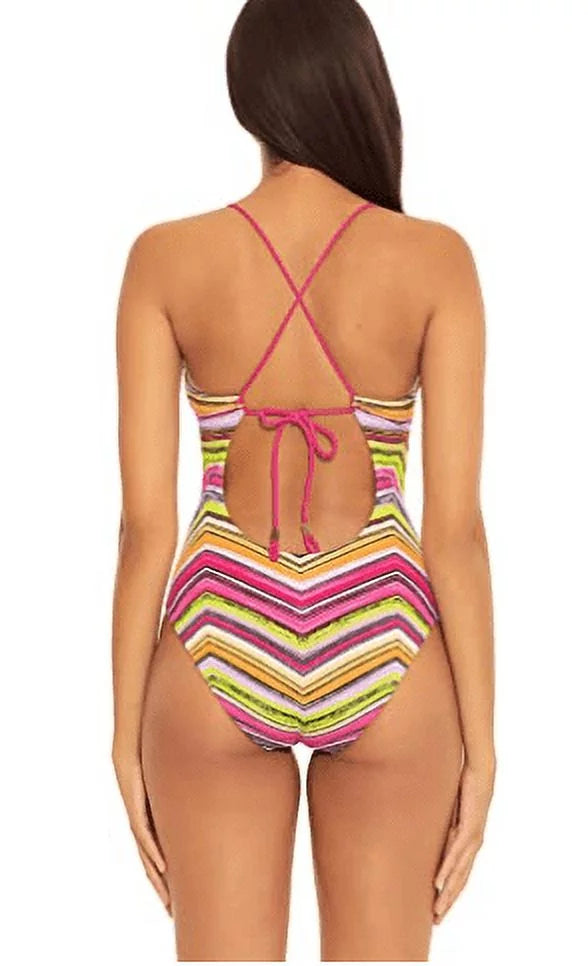 US Virtue One-Piece Large Abigail MULTI Rebecca by Farah Becca Swimsuit,