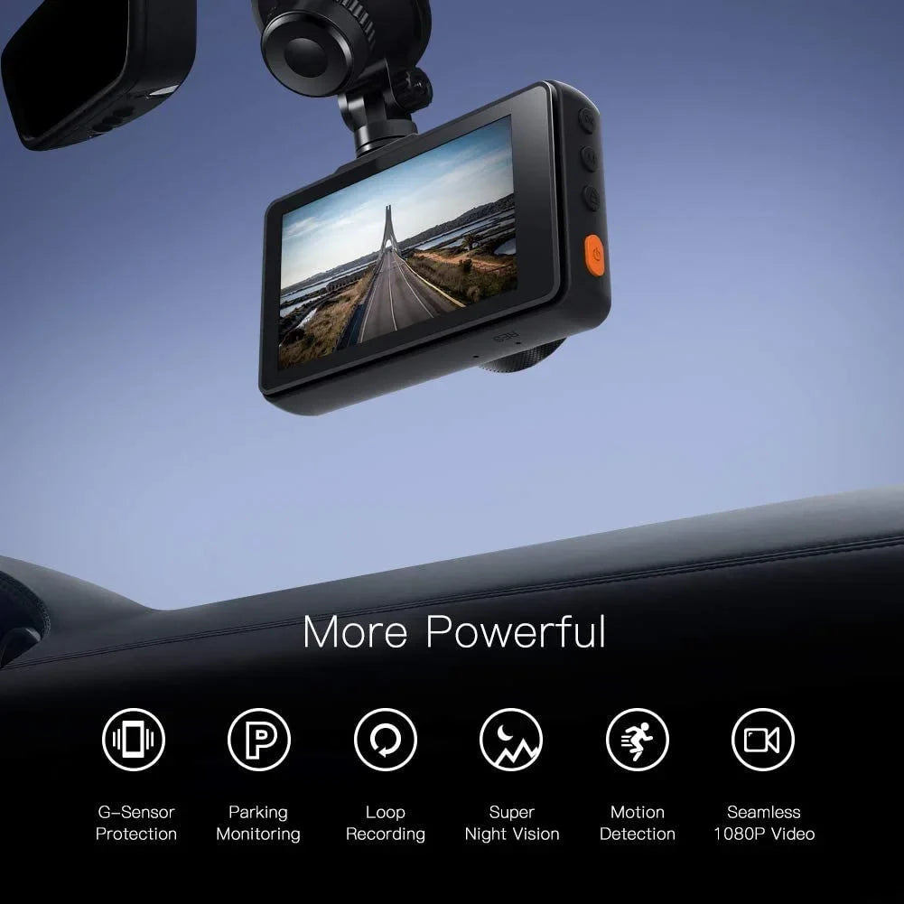 Camera Cam FHD Dash 170° C450 3" Angle Black Wide Car APEMAN Screen, Parking 1080P Monitor,