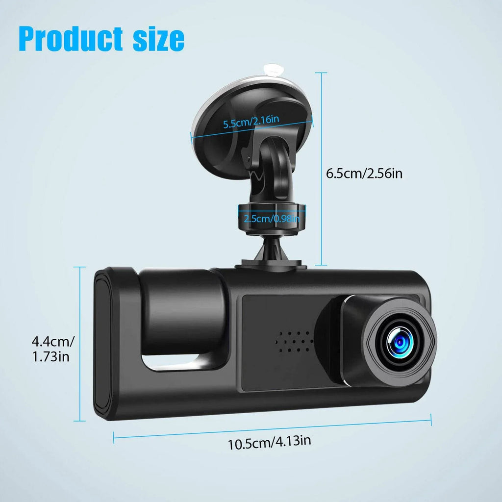Cam Car G-sensor HD Dash Lens Recorder Dual Front/Rear/Inside Camera Video 1080P