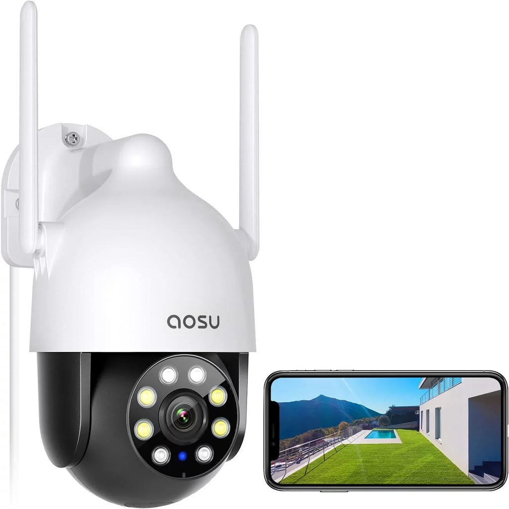 2K for Way Vision Camera Outdoor 2 360° PIR Security Surveillance Sensor, with Waterproof Camera , Motion Camera Night AOSU Home Color WiFi IP66 Audio , View Security Camera,