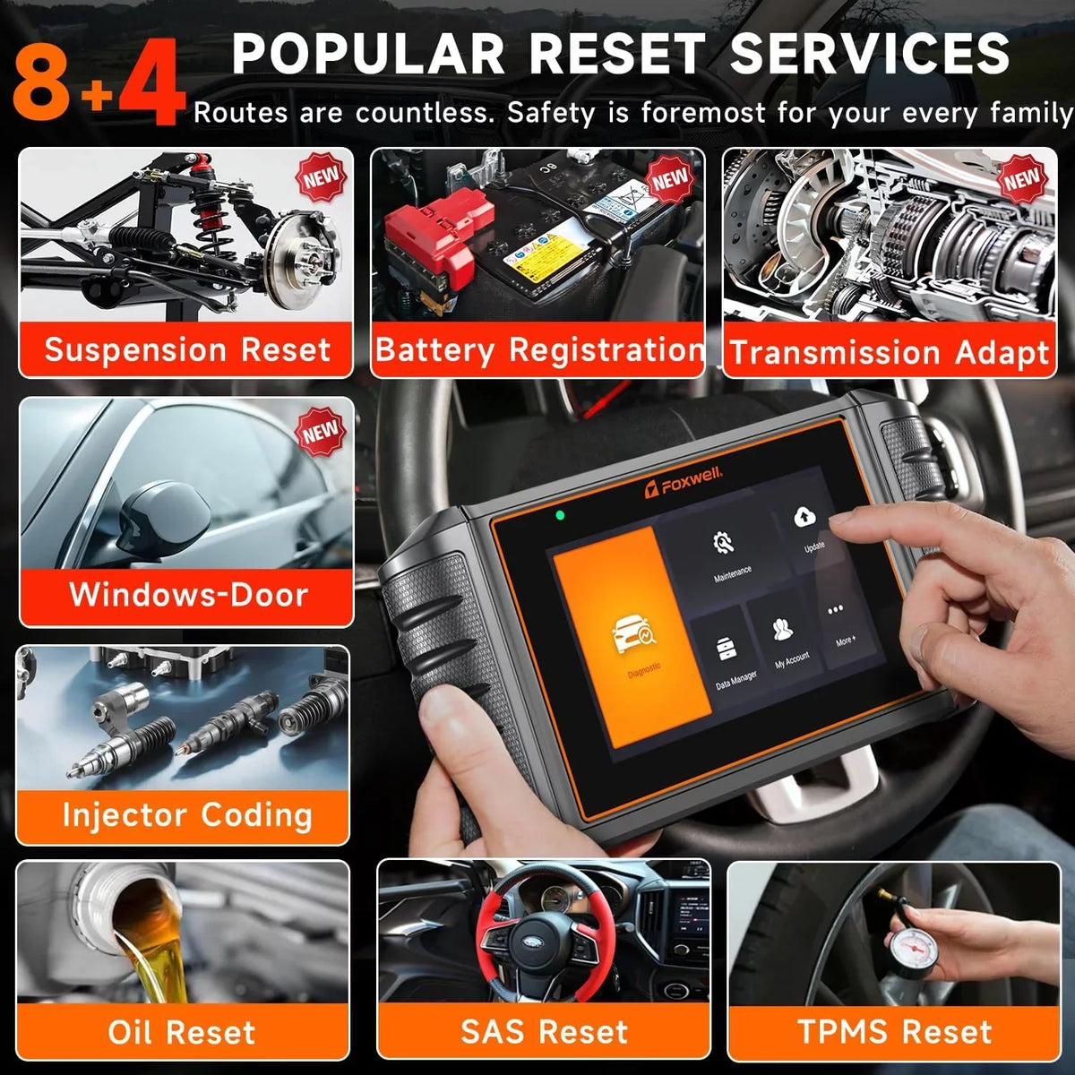 Diagnostic NT726 Foxwell Oil Gearbox Reset Bleeding System Injector ABS Coding OBD2 Tool Equipment Reader SAS OBDII Scanner Automotive TPMS Scan All Car Car Analyzer TPS Automotive Code EPB BMS DPF
