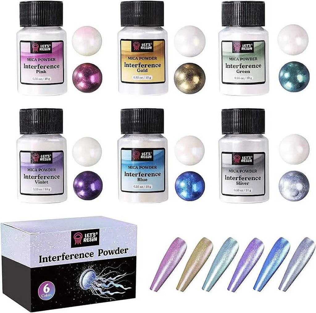 Slime, Mica Interference Pigment 6 Pearl Colors RESIN Powder for Resin, Resin Powder, Spirit LET'S Art Paint, Powder Resin, Mica for Epoxy