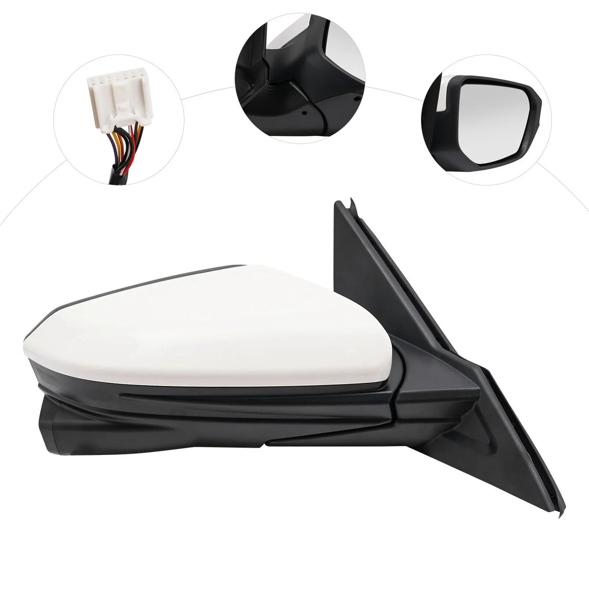Sedan Side Heated Right Fit Camera Civic White Mirror 2016-2020 Power Honda View