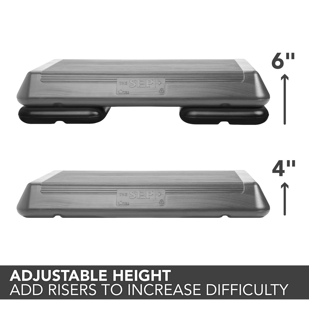 Black with Two Stepper Platform Circuit Size Aerobic Original Risers Grey The Original Step Nonslip and Platform