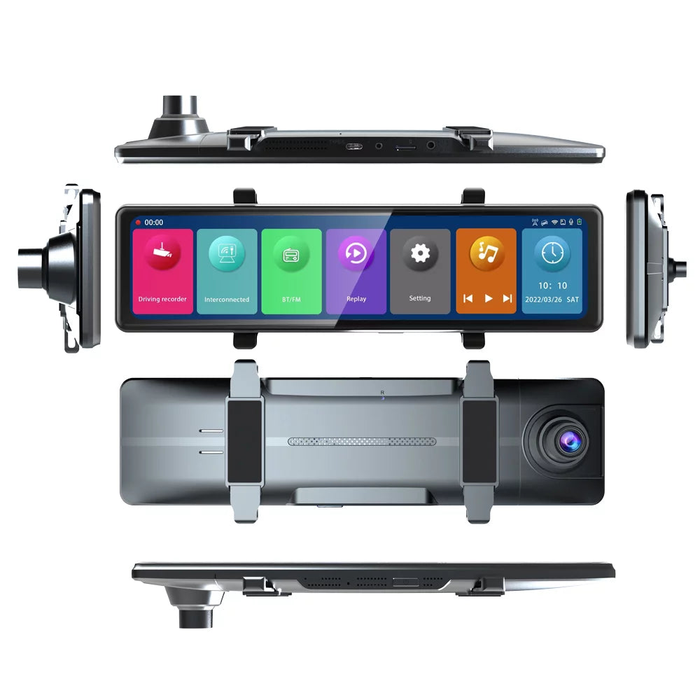 Video Cam Clear 3 Andoer Recorder Driving Recording 2.5K Auto Carplay Screen Recorder Mirror 12in Car Touched Car Dash Car Rearview Cameras