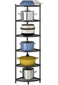 Pot tonchean Corner Carbon Rack Steel Rack Shelf Storage Organizer 6-Tier Free Kitchen Standing