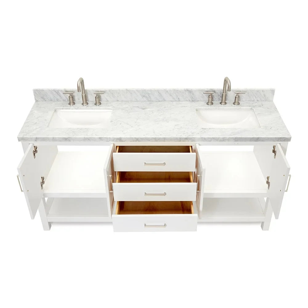 S073dcwrvo Double Standing - Ariel Magnolia 73" Free Basin White Vanity Set