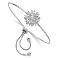 Rhodium-plated Floral CZ Women for 925 Auriga Adjustable Sterling Bolo Bracelet Silver