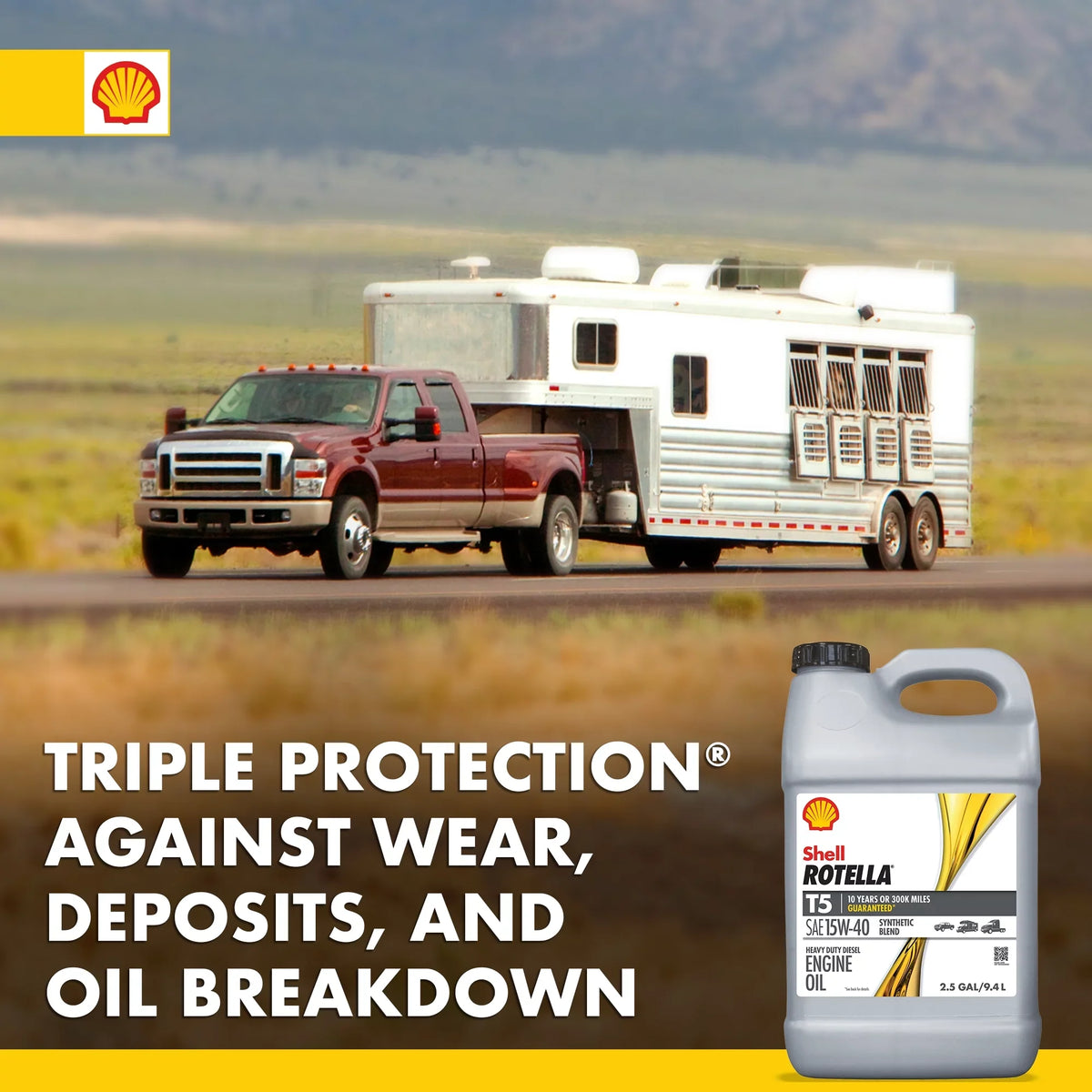Rotella Engine 15W-40 Diesel Gallon Blend 2.5 Synthetic Shell T5 Oil,