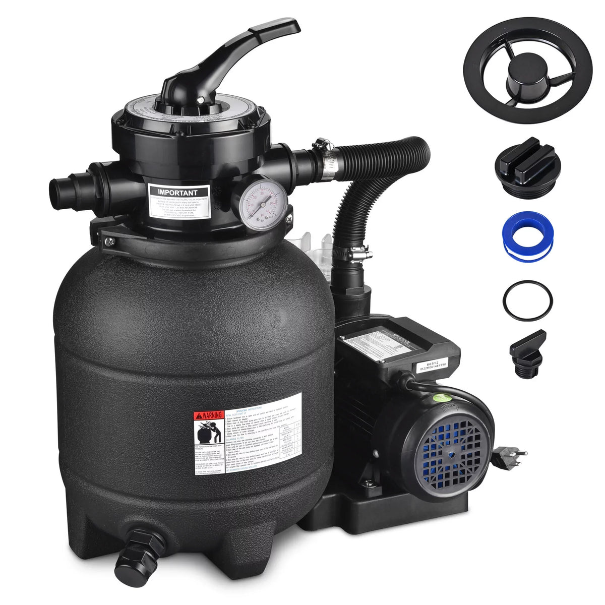 Pump w/ Above Filter 4-Way Ground Strainer 2640GPH 3/4HP Yescom 12" Sand Pool for Valve