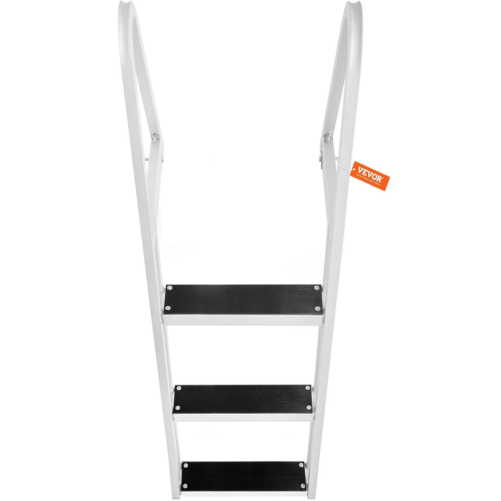 for & 4'' Marine Installation Access - Alloy lbs Dock Wide Simple Nonslip Boats, Lakes, VEVOR Removable Ladder 3-Step Steps, Aluminum 350 Pools with Capacity,