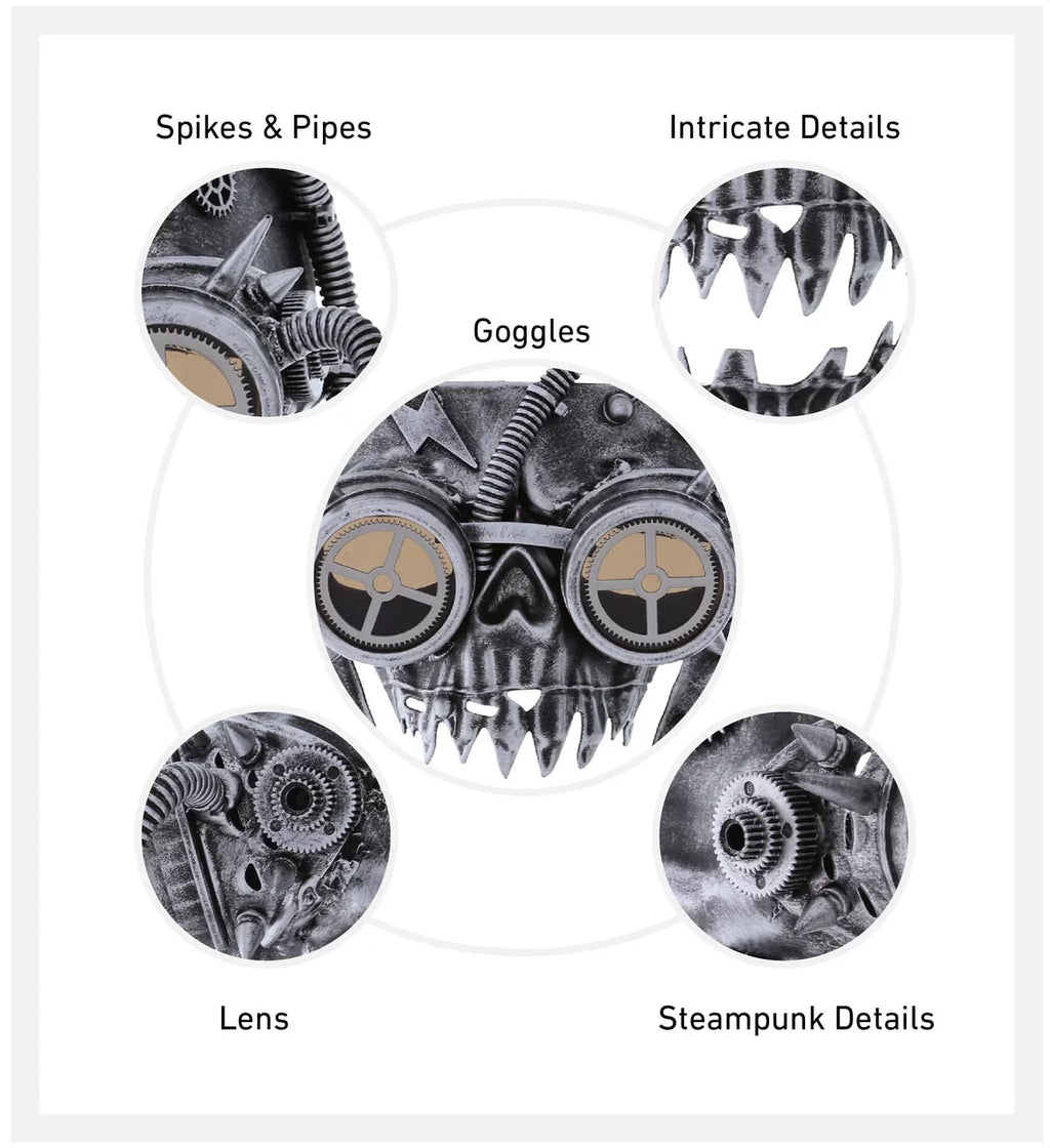Wired Full Mask Steampunk Attitude Skeleton Costume Studio Goggles Face - Silver