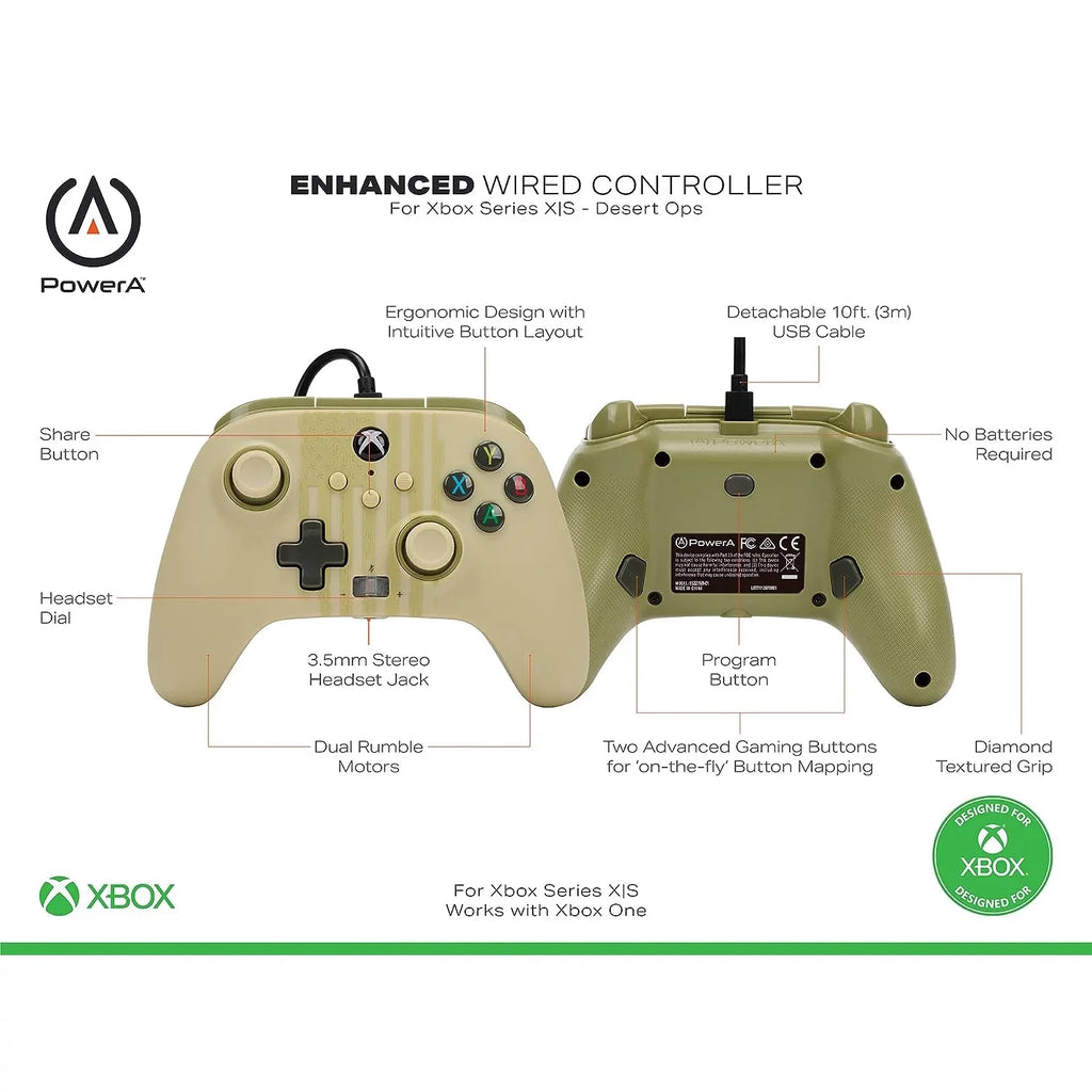 Series Bundle Enhanced (Desert Controller Microsoft Ops) with X SSD 1TB Wired Xbox