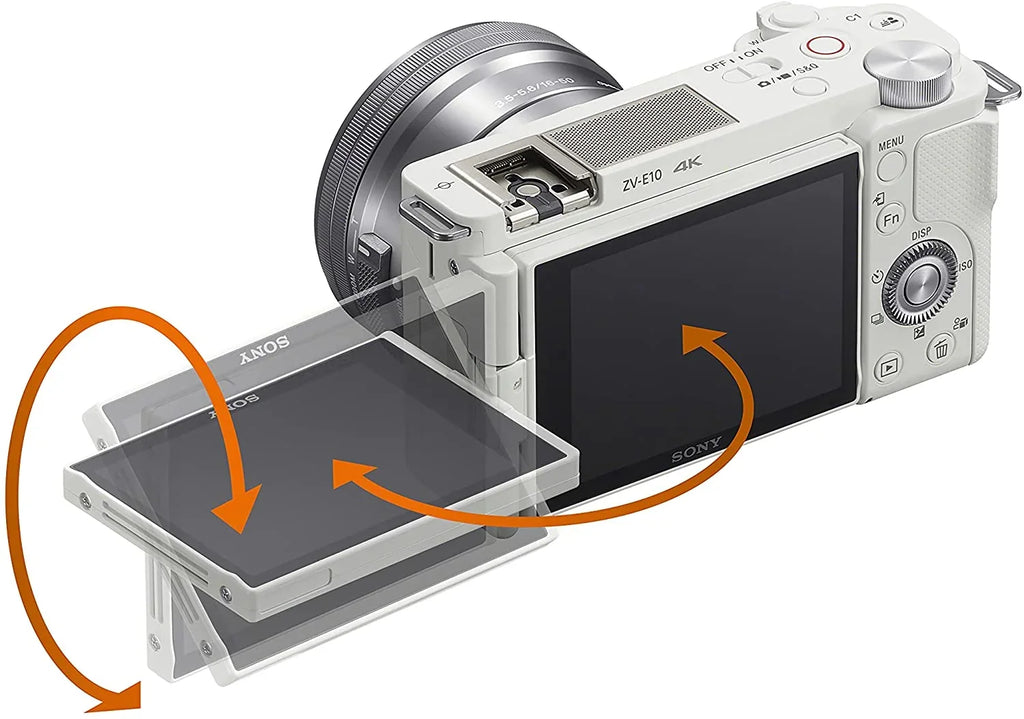 Mirrorless ILCZVE10LW Lens White Alpha - Sony - Camera ZV-E10 Interchangeable Kit Vlog APS-C