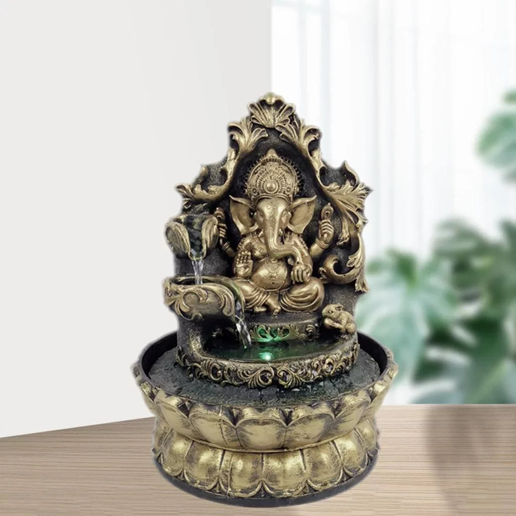 Water Humidifier Air Office Hindu Tabletop Compact Led Decor Statue Fountain HandMade