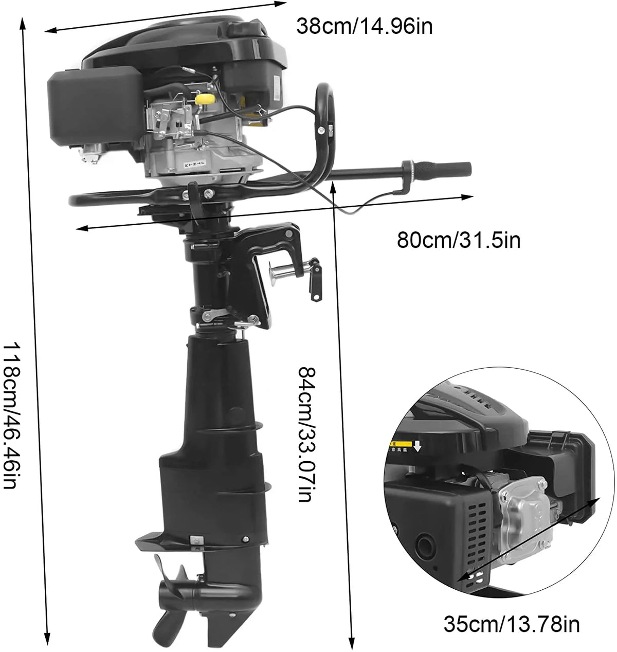 System Fishing for Stroke Motor Outdoor MONIPA Duty 7.5HP Outboard 4 Aquaculture Air Black Engine Motor Outboard with Adventure Heavy Cooling Boat