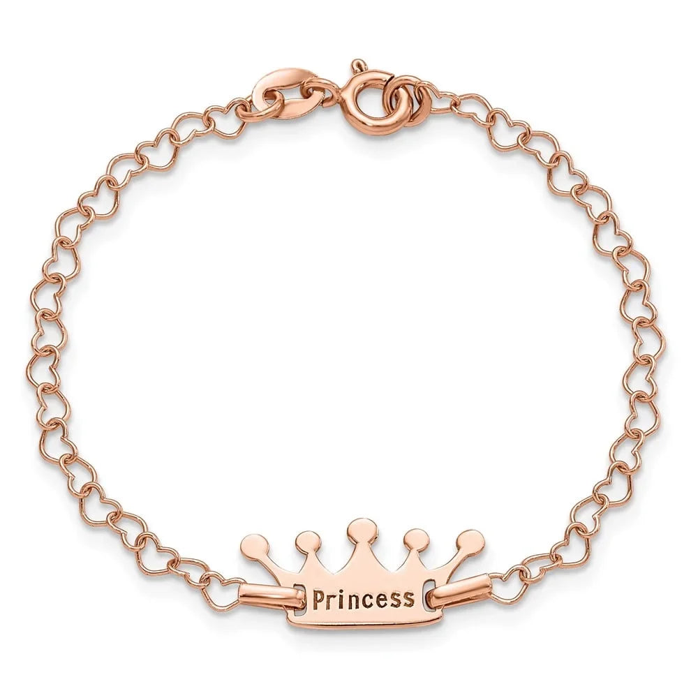 Auriga Fine 925 Link Sterling Heart Jewelry Silver Rose-Tone 6inch Princess for Crown Bracelet Women