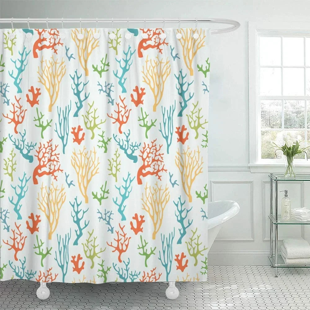 Curtain Life inch Colorful Bath Coral Marine Reef Tropical Graphic Sea Abstract Ocean KSADK Shower 66x72 Curtain