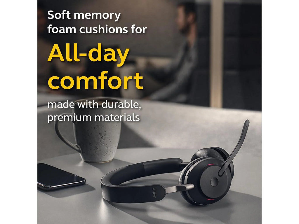 with / USB-A Wireless 65 Headphones Stand Music Stereo Evolve2 Black - Headset Charging UC Jabra