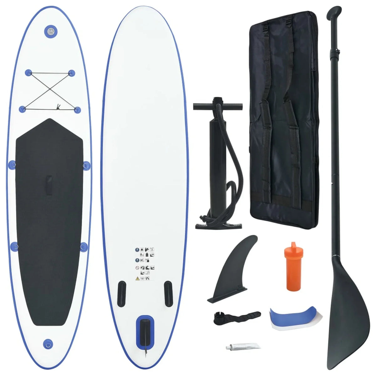 Paddleboard Blue Set White and Inflatable