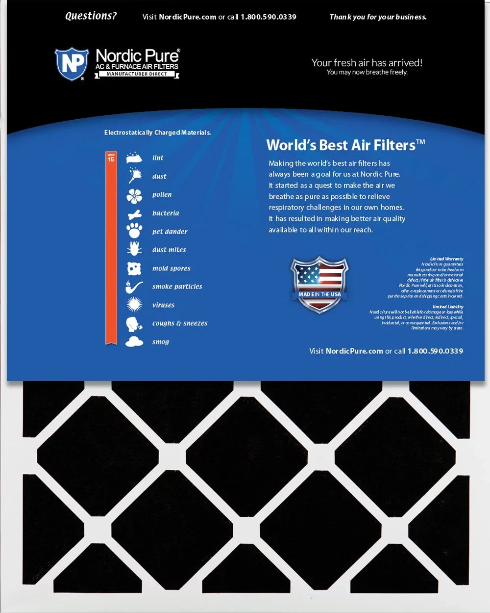 20x24x4 Nordic 15 Pack Air Filters Pure 5/8) (3 MERV Pleated Plus Carbon 1