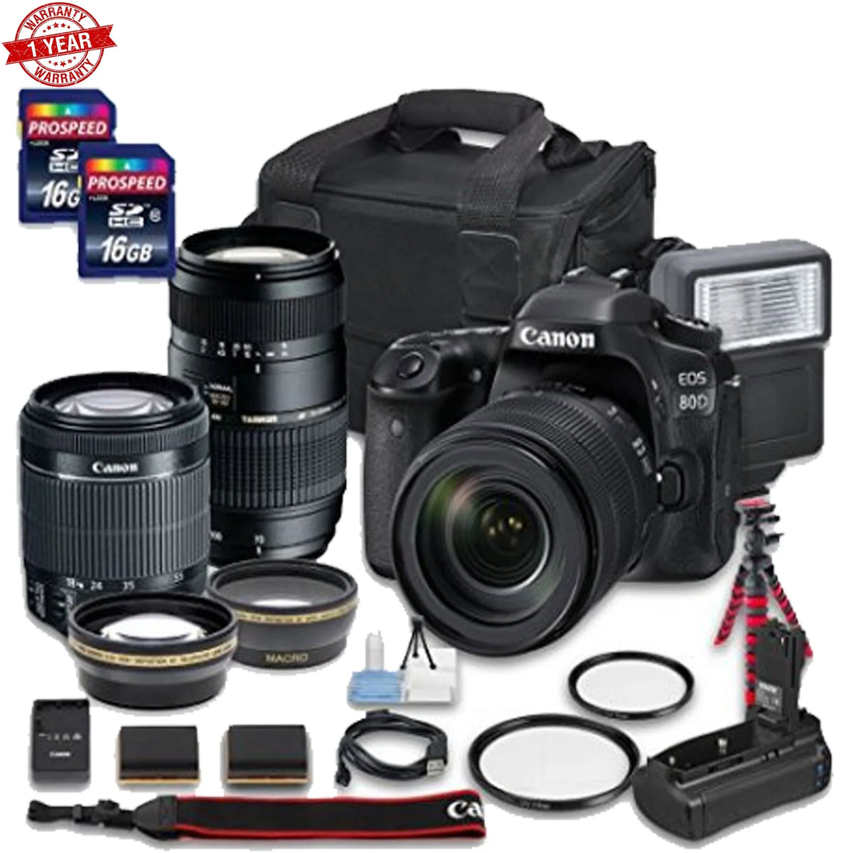 Canon Zoom w/ Lens EF-S DSLR AF 80D Lens EOS Tamron Camera Telephoto f/3.5-5.6 IS + Macro 18-55mm STM Autofocus 70-300mm Canon f/4-5.6