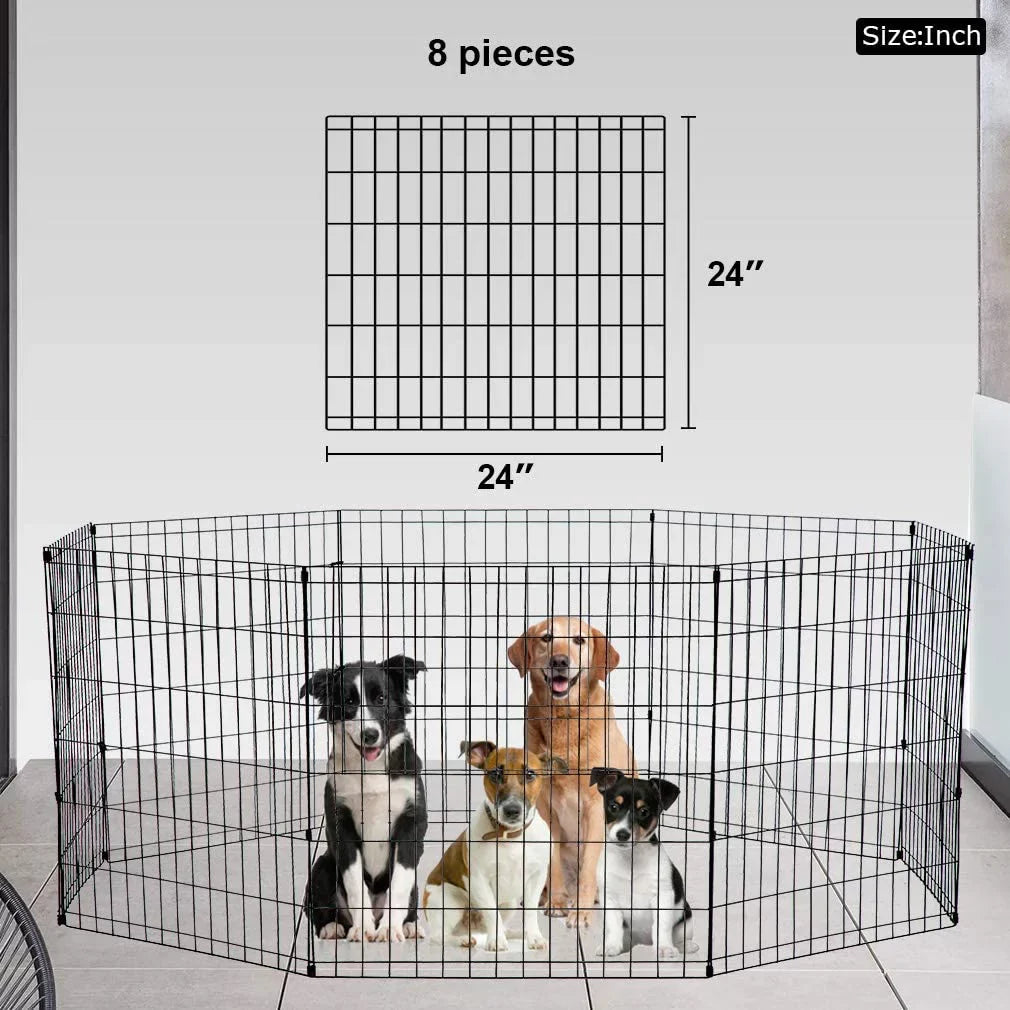 Wire Metal Small Portable for Exercise Inches Cage Black, Bestpet Pet Rabbit) Playpen Pen Kennel (Dog, Fence, Crate Dog 24 Cat,