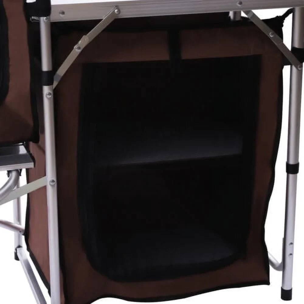 Camping Rack Portable Table Folding Kitchen Storage Table Cooking Cabinet Picnic