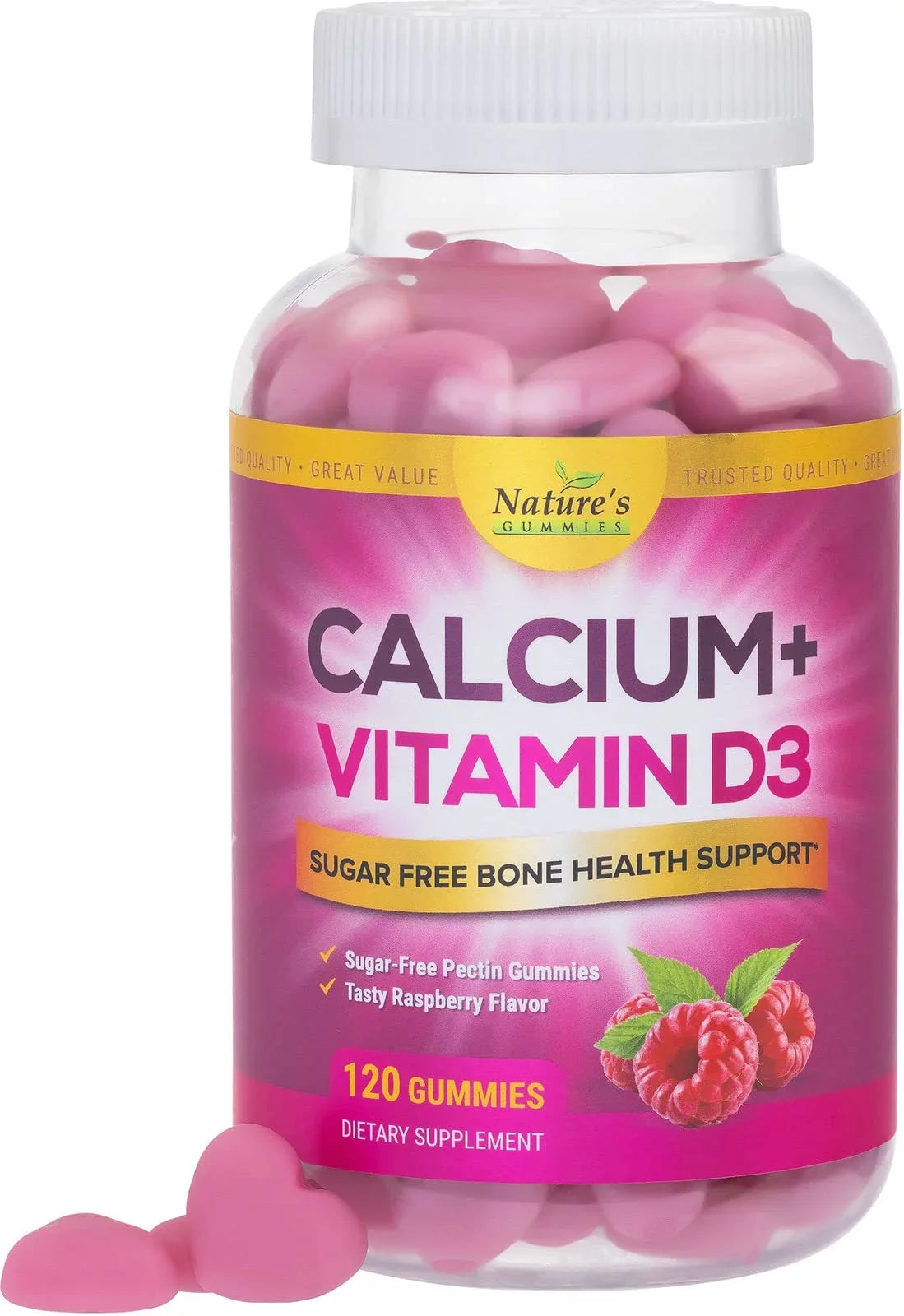 Vitamin - Health Bone - Bone Flavor Nutrition IU 400 Immune Supplement, Calcium Plus Gummies Support, Chews Strength & Berry D3, Gummy Non-GMO, Calcium 120 Supports Chewable Sugar Bites Free