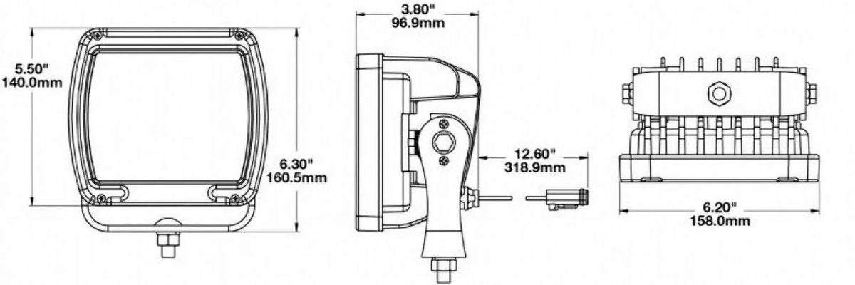 Square Light, JW Flood 6 1300581 24V Beam Speaker in. Black 526F LED