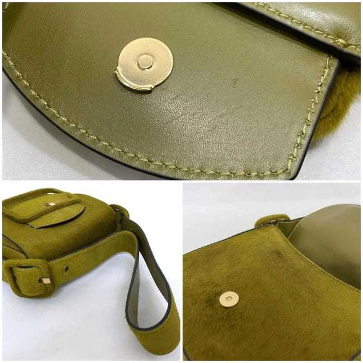 (Good) Belt Moon Burch Harako Leather Bag Half Tory TORY BURCH Women's Pre-Owned Green Flap