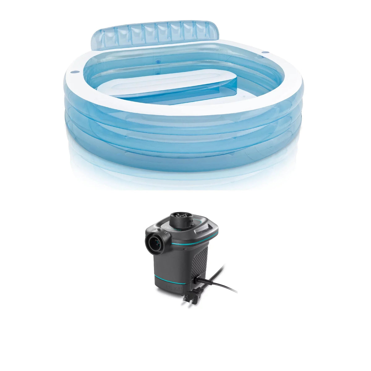 & 7.08'x Bench Family 120V Air Electric 30" Intex w/ Pool Pump In Lounge Built