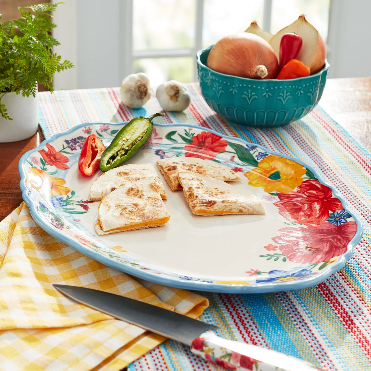 Stoneware Platter Pioneer Woman Brilliant Serve The Blooms