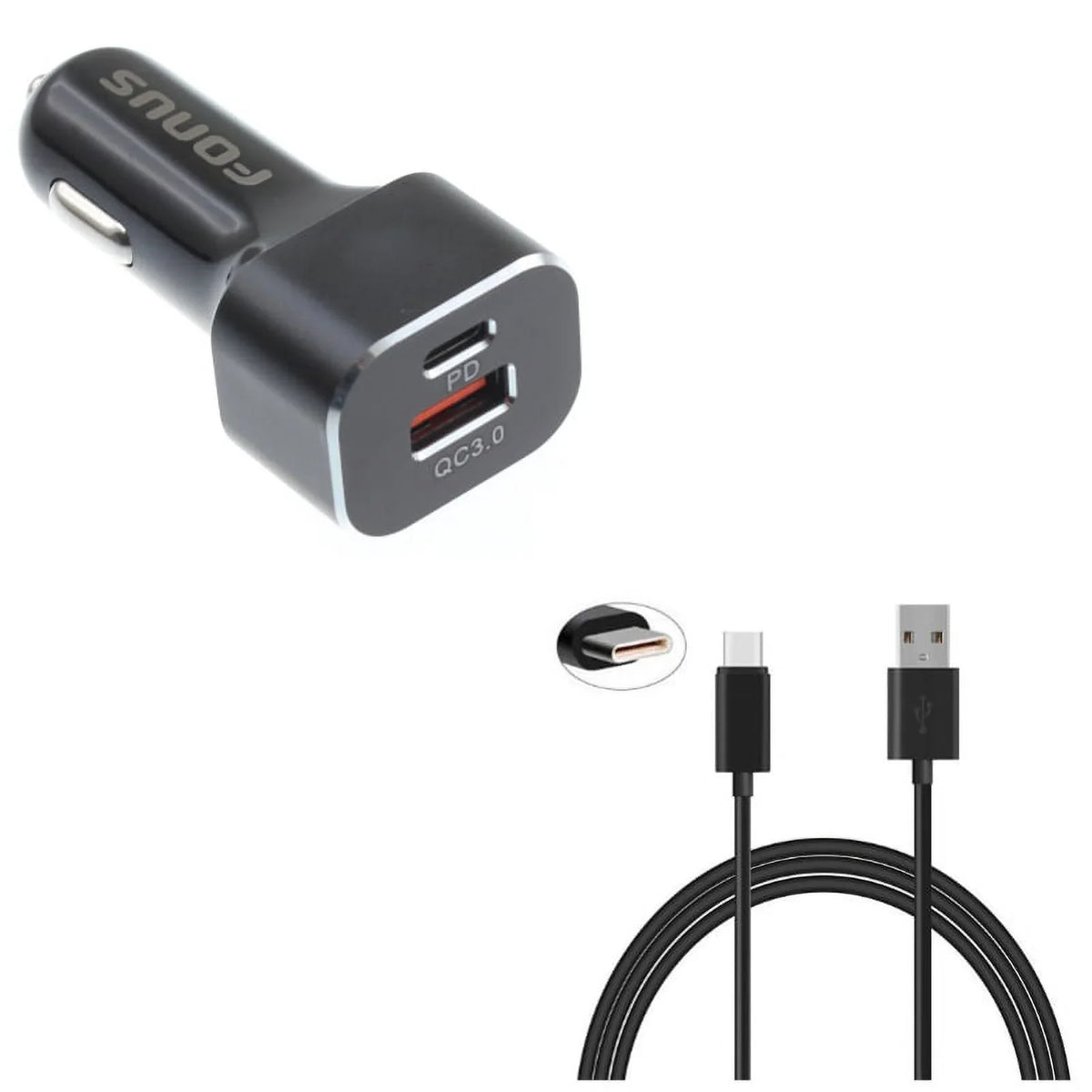 Vivo BLU Phone S48c 36W USB S61 Quick CAT Car - KEYone, Cord Motion, G9, Essential Key2, Plus USB Cable LE 5 (PH-1) Charger Blackberry 2-Port - 6ft - Charger w - XI Legacy for M8J Coolpad