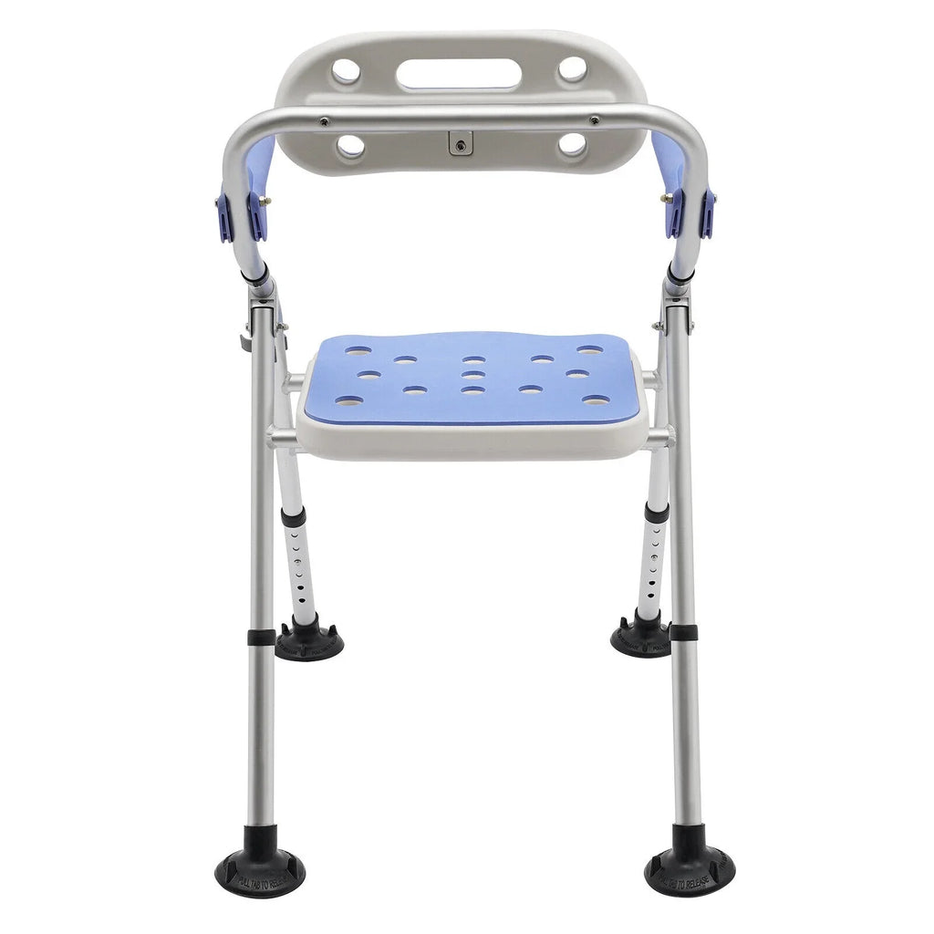Chair 330lbs Shower New Back with & Adjustable Bench Height Arms Folding Seats Bath