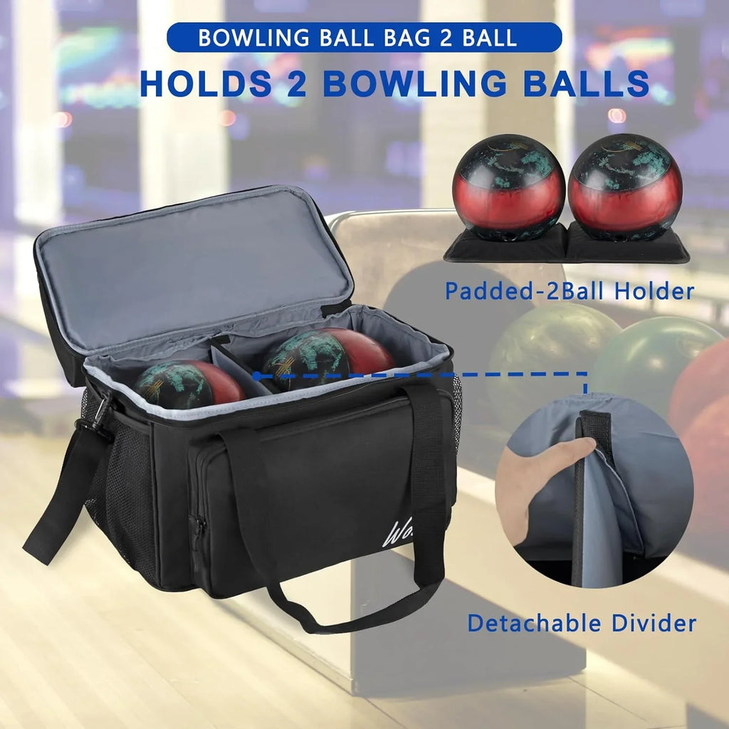 WOLT Bag Fits Balls to | Size Black Bowling 16 Mens Ball Shoes for Bowling 2 up Polyester