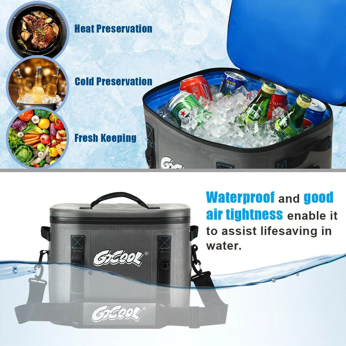 Insulated Picnic For Water-Resistant Soft Bag Portable Cooler Gymax 30 Leak-Proof Cans