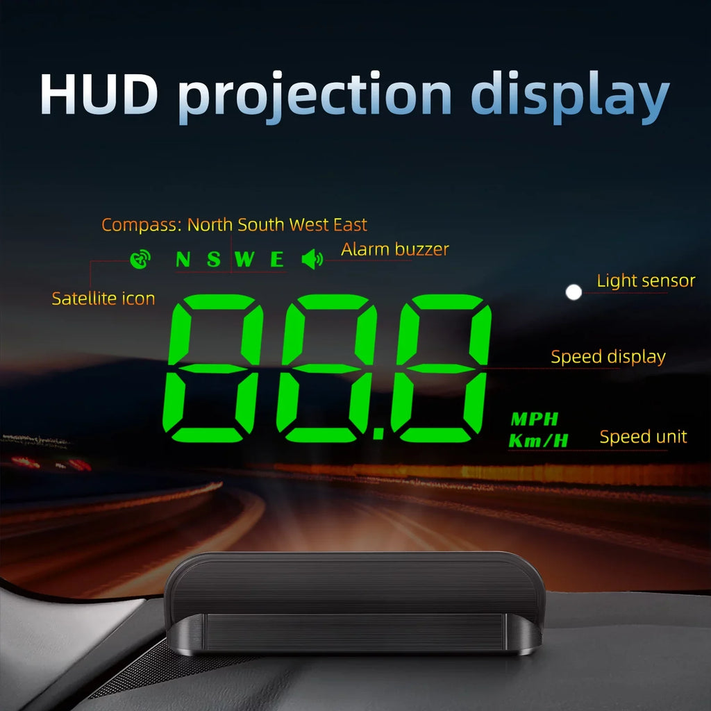 Walmeck Projecter Model Fatigue Digital Alarm Windshield Warning Overspeed Car GPS Head-up 3.5 Display Vehicle inch Driving Speedometer