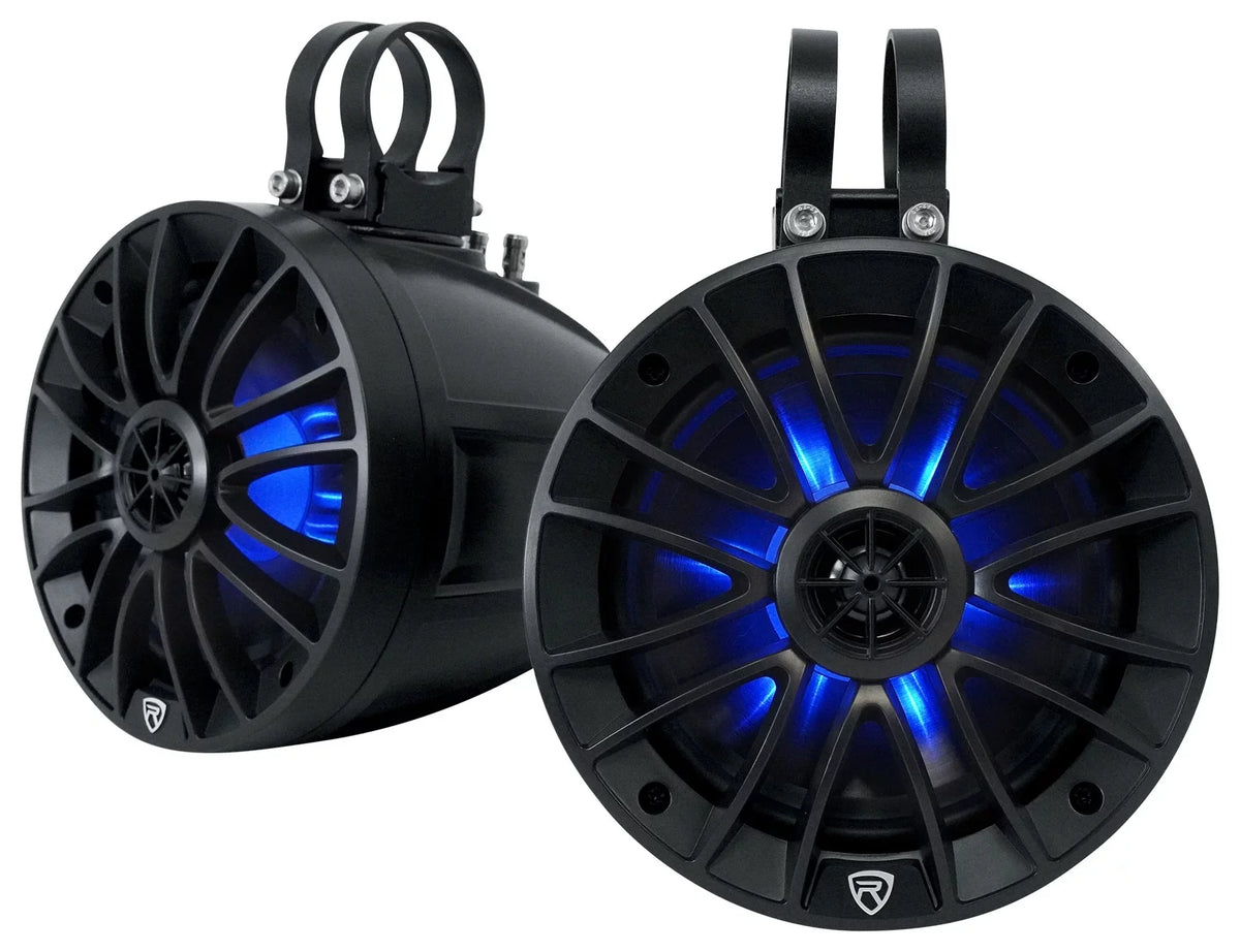Speakers (4) Powered 6.5 ATV/UTV/RZR PT65BR LED Tower Bluetooth inch Rockville For