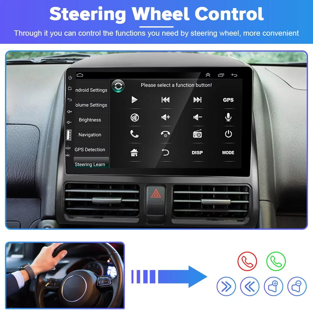 FM Hifi Camera&Microphone GPS for Wireless Link Backup 1080P CRV Bluetooth Carplay Mirror Touchscreen 9'' 2002-2006 WIFI Usb, Radio Stereo Auto Android Player Honda Car 2+32G AHD