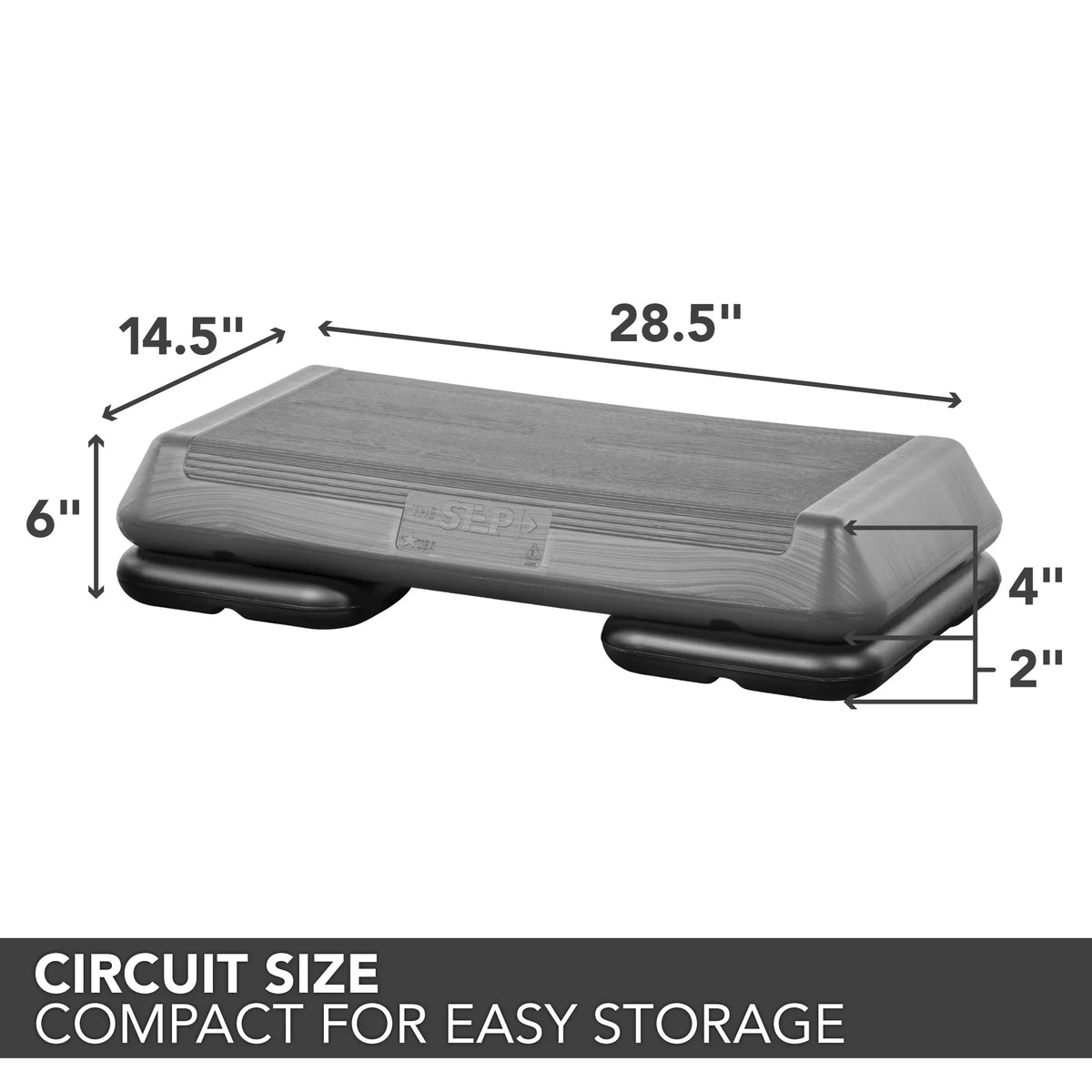 Black with Two Stepper Platform Circuit Size Aerobic Original Risers Grey The Original Step Nonslip and Platform