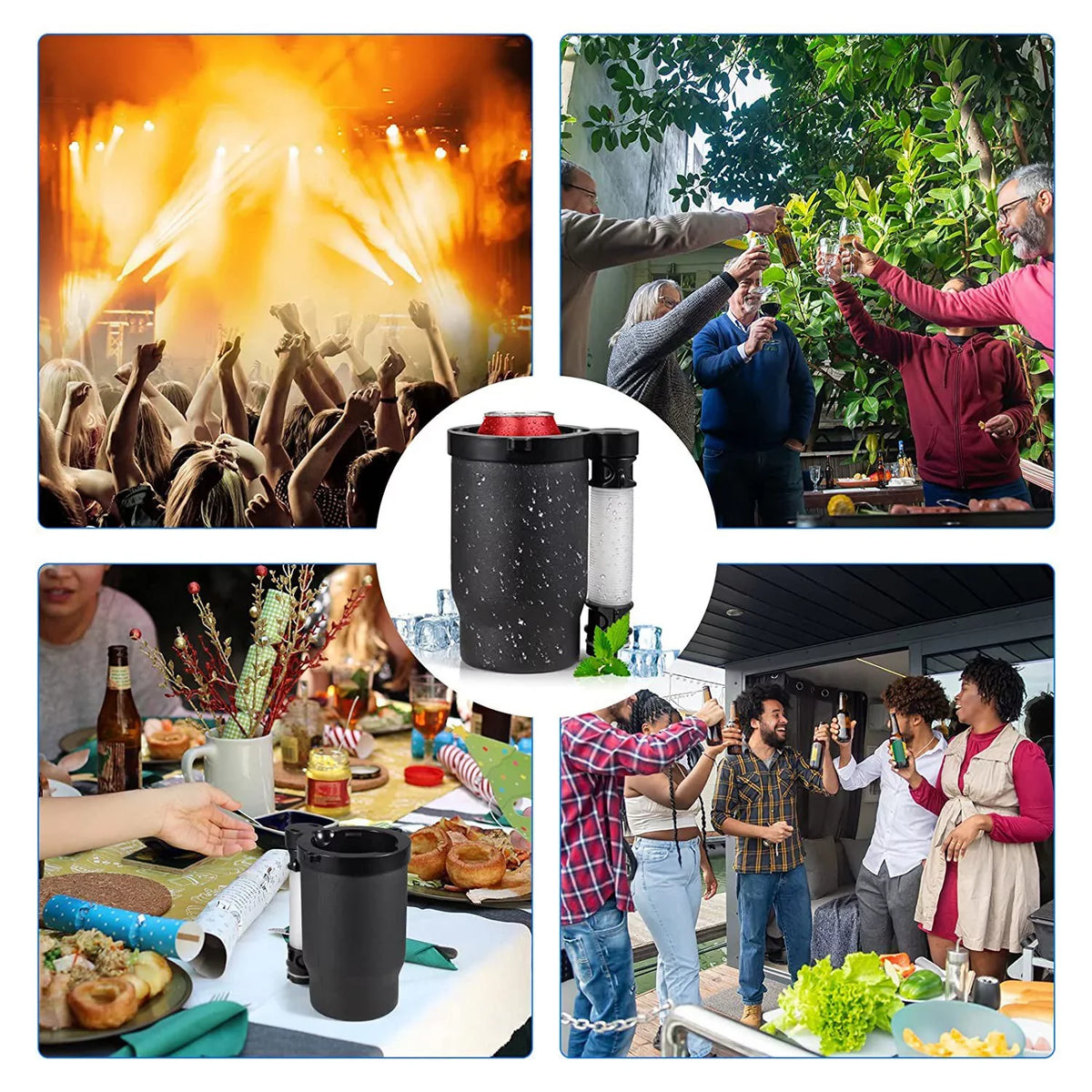 Party Funnel Bottle Detachable and Built Jahy2Tech for Portable Cup for Hose Cooler Can/Bottle Drinking Keychain,Hose Bottle Opener with Drink, Bottle Cup 2 Beverage Expandable Funnel(Black)