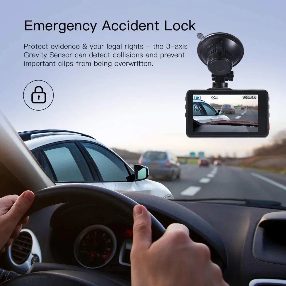 Camera Cam FHD Dash 170° C450 3" Angle Black Wide Car APEMAN Screen, Parking 1080P Monitor,
