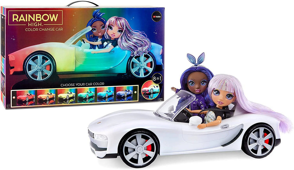 Car Multicolor, High 6-12+ Color Ages Convertible Vehicle, Change Great Light-Up, 8-In-1 - Girls Toy Rainbow Fashion Dolls- 2 Gift for Fits