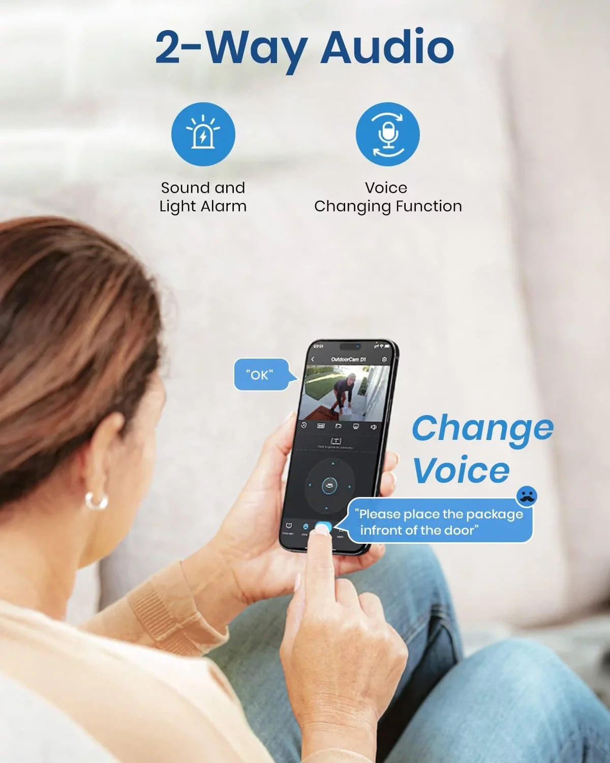 2K for Way Vision Camera Outdoor 2 360° PIR Security Surveillance Sensor, with Waterproof Camera , Motion Camera Night AOSU Home Color WiFi IP66 Audio , View Security Camera,