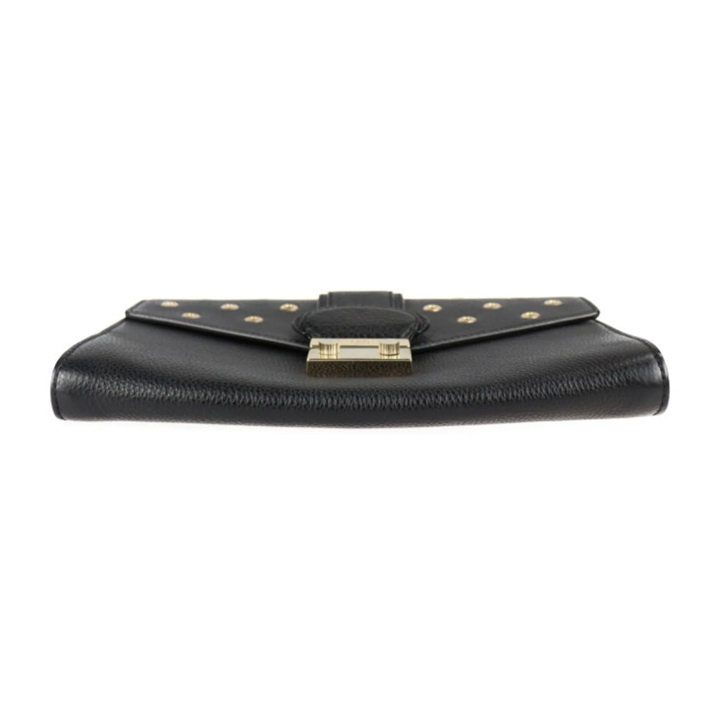 punching RED Pre-Owned leather REDValentino gold metal black fittings Valentino second VALENTINO clutch eyelet wristlet (Good) bag red