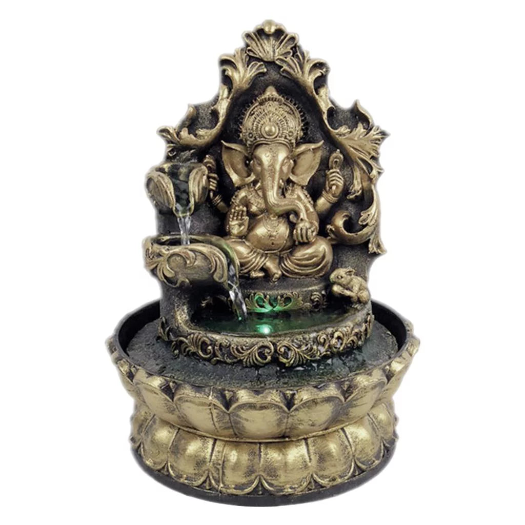 Water Humidifier Air Office Hindu Tabletop Compact Led Decor Statue Fountain HandMade