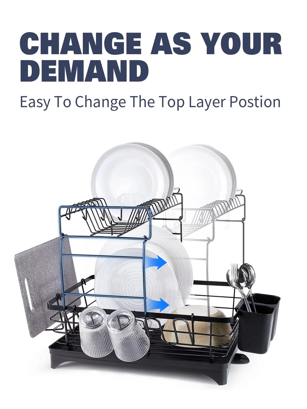 Counter, Tier Kitchen Rack 2 Drying Large Extra Black for Dish